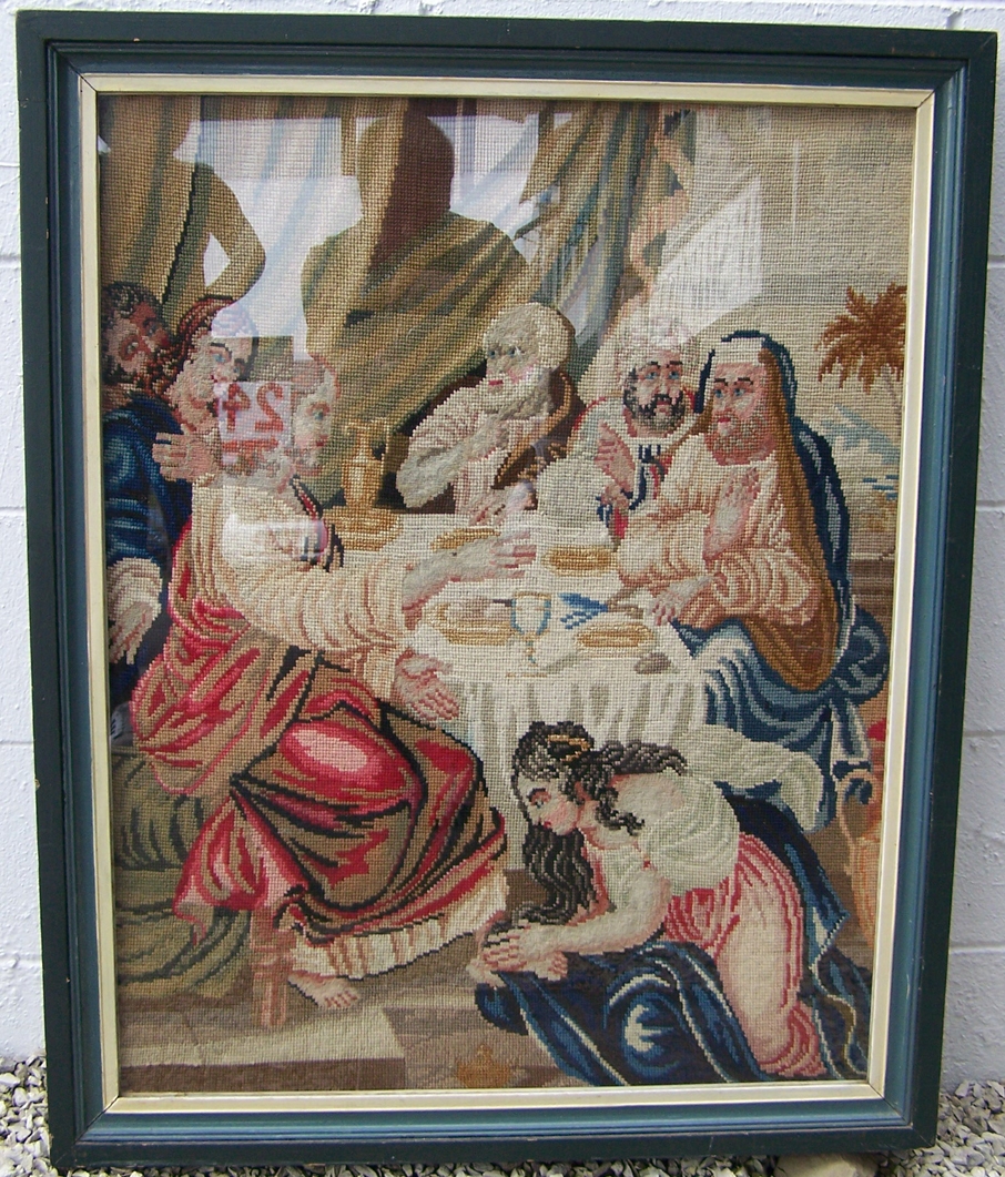 Image of Tapestry Needle point Victorian - framed