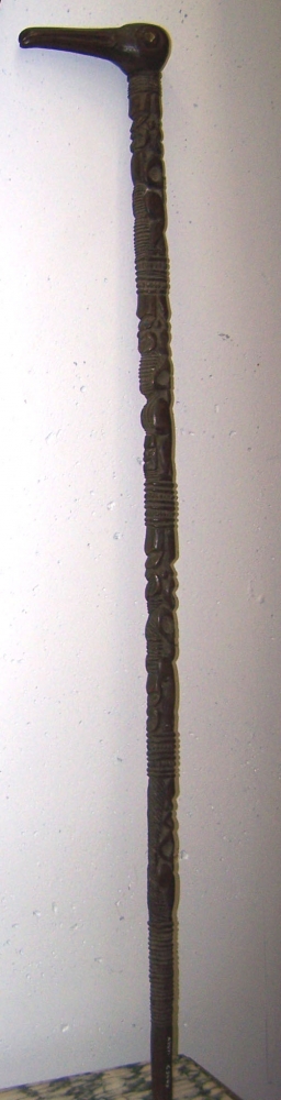 Image of Maori carved walking stick 19th Century