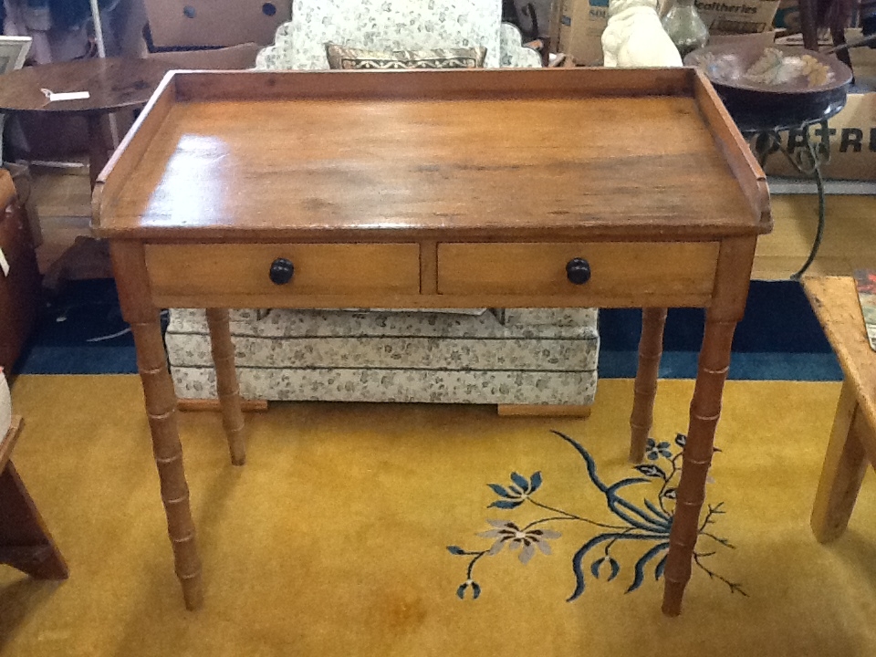 Image of Writing table Victorian 2 drawer Beech