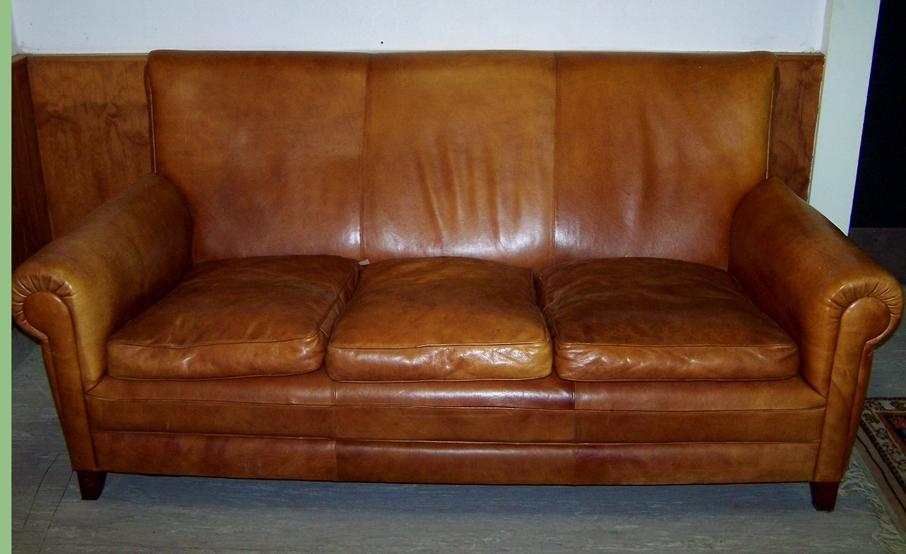 Image of Leather club 3 seater sofa
