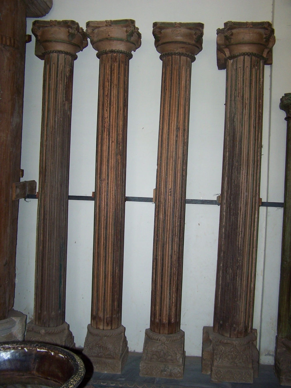 Image of Set of 4 19thC Rajasthani Pillars