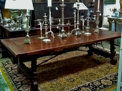 Image of Spanish oak & iron dining table