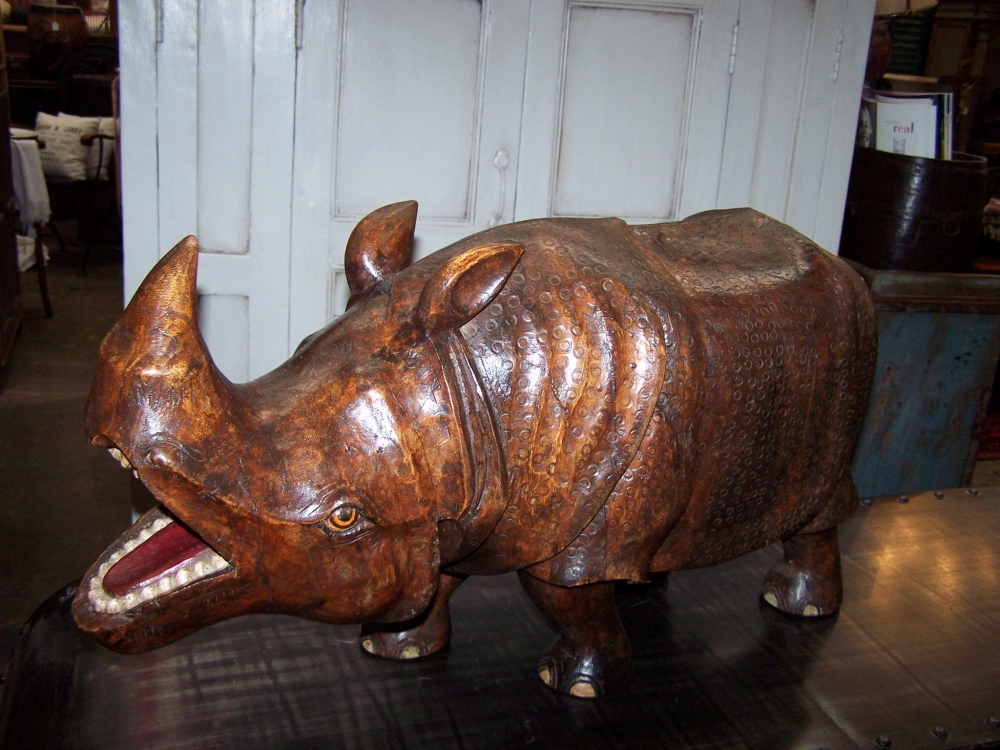 Image of Rhinoceros wooden hand carved