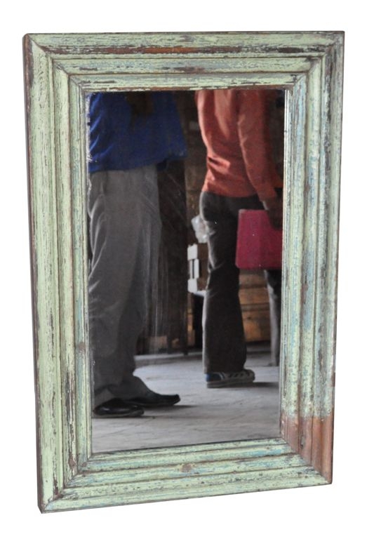 Image of Mirror with moulded painted old frame a pair