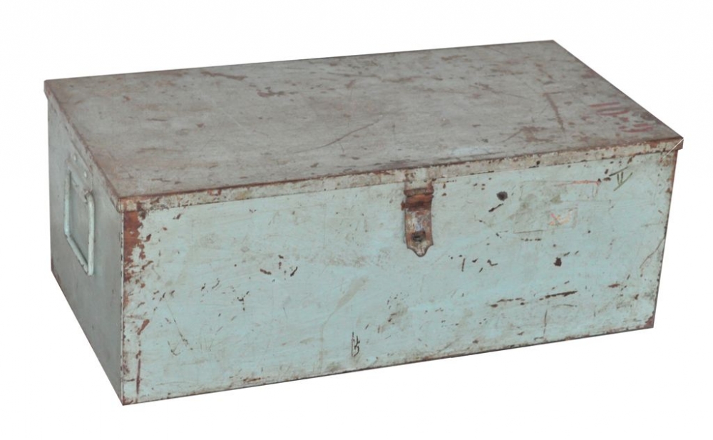 Image of Antique painted metal storage chest