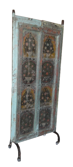 Image of Antique pair of ancient wooden painted doors