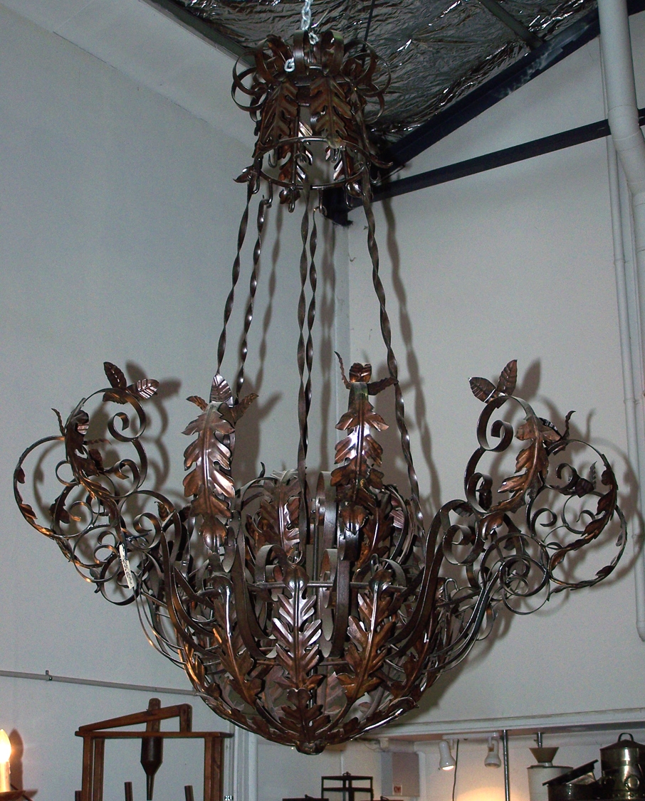 Image of French style iron 12 light chandelier