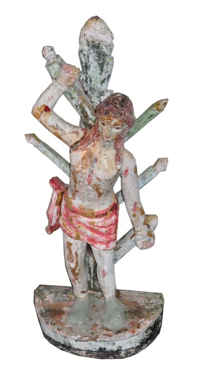 Image of St Sebastian antique wooden painted statue