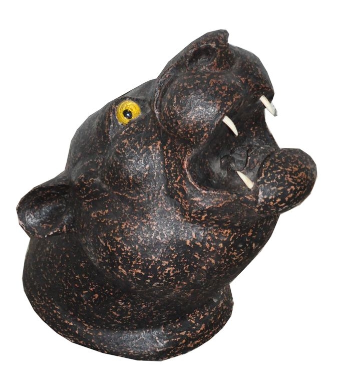 Image of Panther wall sculpture with yellow glass eyes