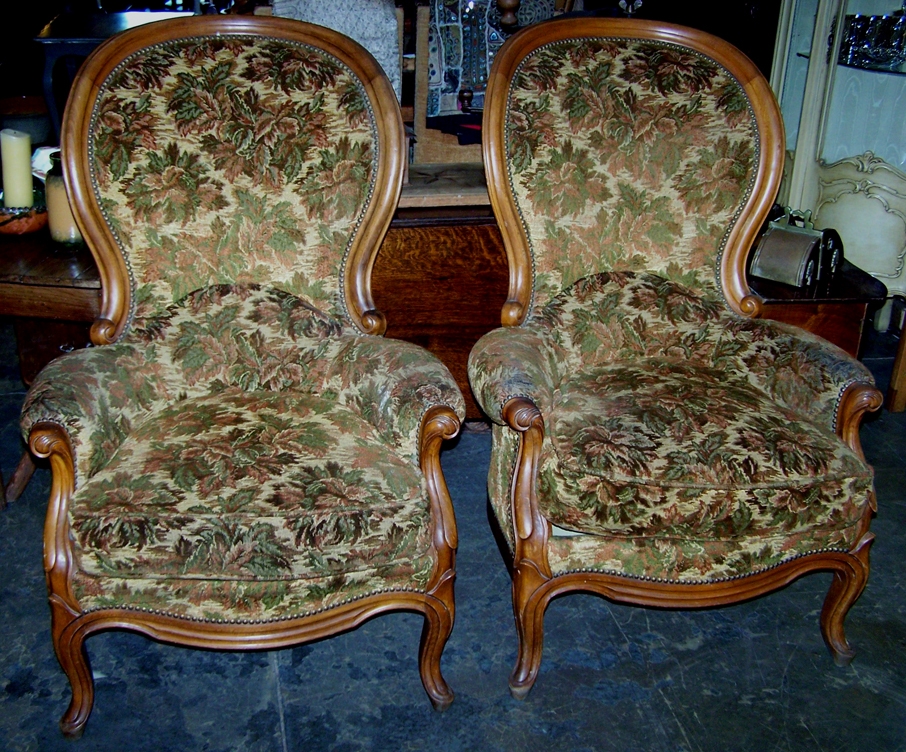 Image of French pair of Louis Philippe arm chairs