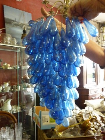 Image of French blue Grape glass chandelier