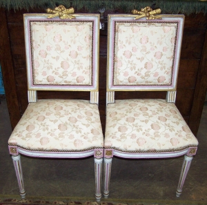 Image of Pair French upholstered side chairs