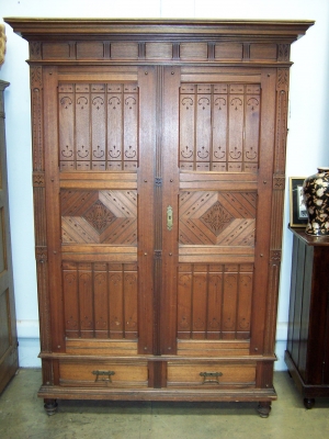 Image of Pair of French Walnut wardrobes