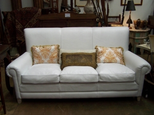 Image of Leather Club Three seater sofa in white