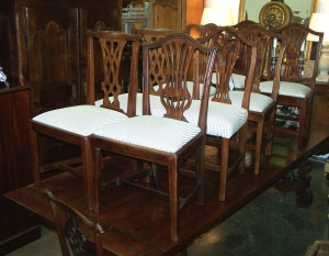 Image of Harlequin Set 8 Hepplewhite country dining chairs