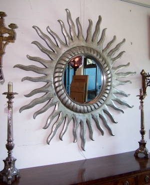 Image of Sunburst silver gilded  bevelled mirror