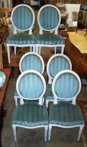 Image of Set of 6 French Louis 16th Style dining chairs
