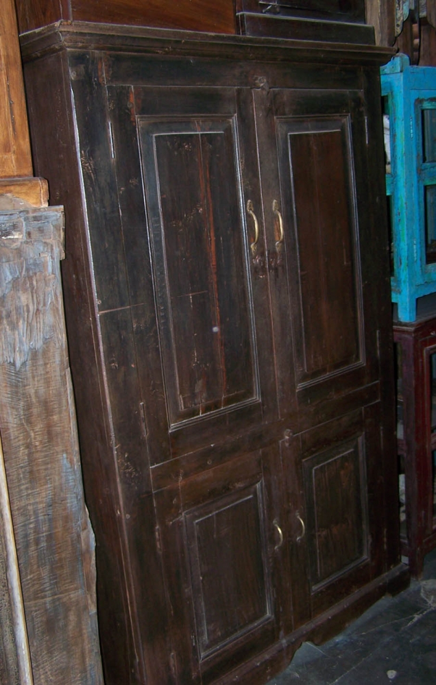 Image of Antique pannelled wooden cupboard