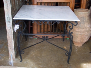 Image of Square Marble and Metal Table