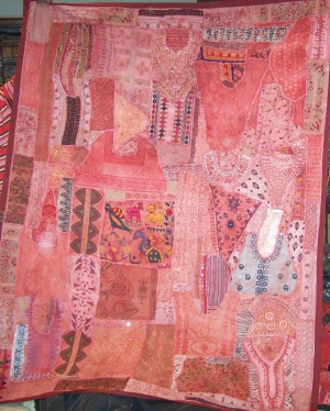 Image of Patchwork Quilt from Sari fragments