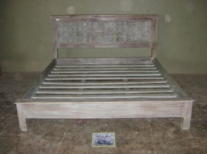 Image of King size bed made from Rajasthani door