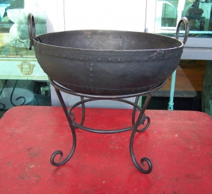 Image of Kadai metal fire bowl & stand