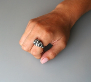 Image of Black & White Diamond Gold Ring.